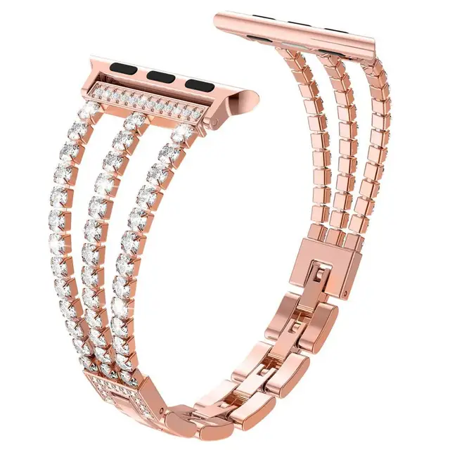 chain Steel Watch Strap For Apple Watch 6 5 4 SE 3 2 Band 38mm 42mm steel Bracelet Sport Band for iWatch series 4/3 40mm 44mm rose gold