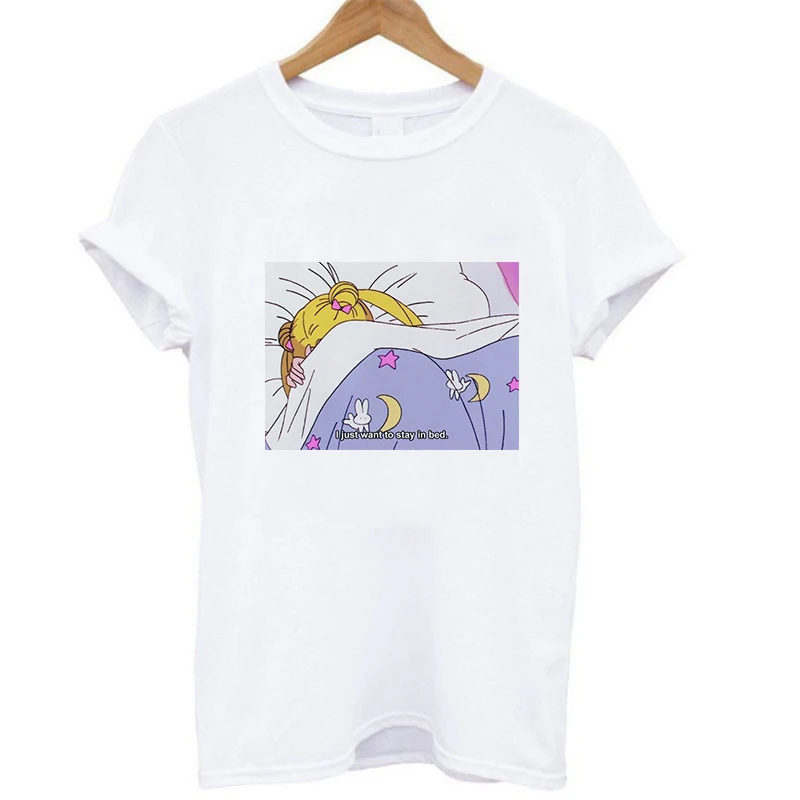 Модная женская Повседневная футболка с круглым вырезом и принтом Сейлор Мун футболка с героями мультфильмов