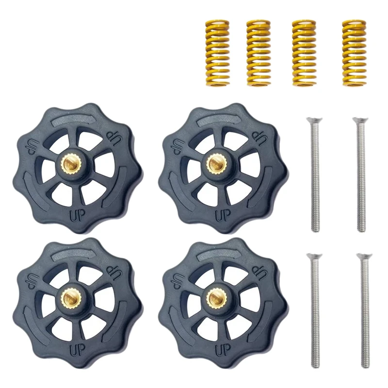 

4Pcs Hand Twist Leveling Nut+4Pcs Hot Bed Light Load Compression Mould Die Springs+4Pcs M4X45 Screws for 3D Printer Cr-10 Cr-10S