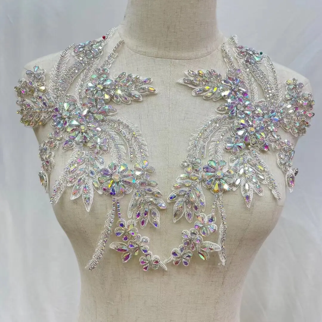 

Hand Made ZH-3886814 Rhinestone Beaded Bridal Bodice Applique for Wedding Belt Bridal Sash ,Haute Couture Aceessor