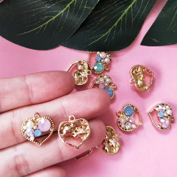 

10pcs/pack Crystal Heart Charms pendant Jewelry Earring Bracelets DIY Charms for Jewelry Making