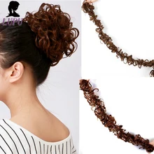 LUPU Термостойкое волокно Женский черный коричневый натуральный кудрявый шиньон с резинкой синтетические волосы для наращивания шиньон булочка