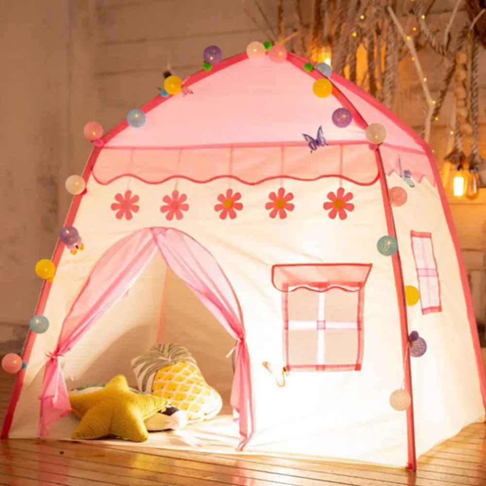 

Kids Tent Pink Blue Kids Play House Children Tente Enfant Portable Baby Play House Tipi Kids Flowers Little House