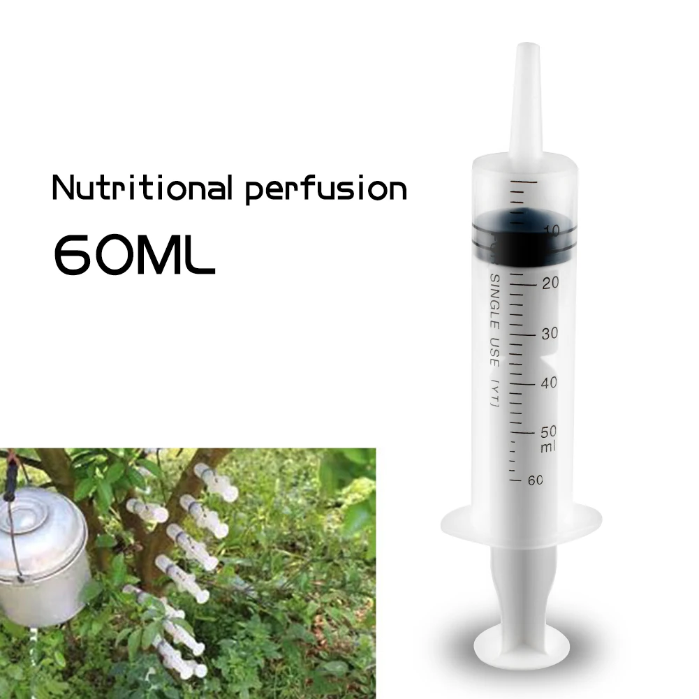 

New Sterile Reusable 60ML Plastic Medical Syringe For Hydroponics Measuring