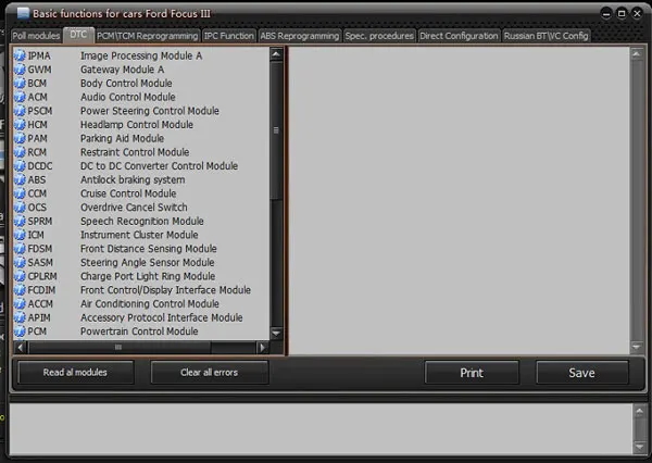 UCDS Basic Functions for cars Ford Focus III