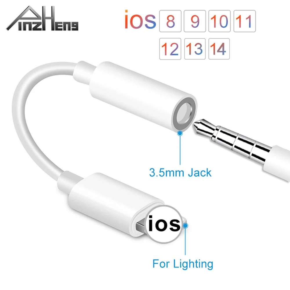 IOS 11 12 13 14 Headphone Adapter For iPhone 7 6 8 Plus 11 12 X Earphone AUX Adapter For Lightning To 3.5mm Female Male Adapter