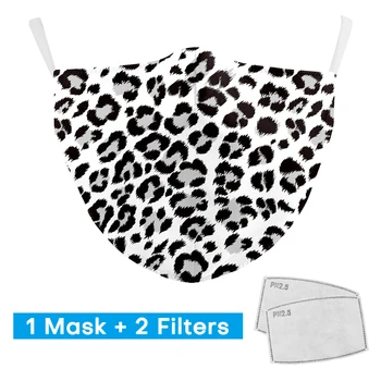 

New Leopard Print Face Mouth Fabric Mask Adult Men Dustproof Washable Reusable Mouth Muffle PM2.5 Anti-haze With 2 Free Filters