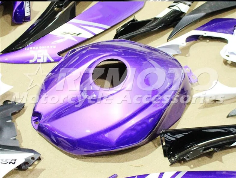 Набор впрыскивателей Мотоцикл Обтекатели Fit для YAMAHA YZF-R6-600 2008- 08-16 обтекатель КУЗОВ пурпурного цвета в комплекте; вечерний комплект из черного и белого цвета