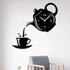 Creative Teapot Kettle Wall Clock 3D Acrylic Coffee Tea Cup Wall Clocks for Office Home Kitchen Dining Living Room Decorations 1
