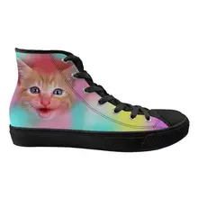 Doginthehole Индивидуальные женские высокие вулканизированные туфли Радужный цвет милые животные коллаж Девушки Повседневная мода весна осень