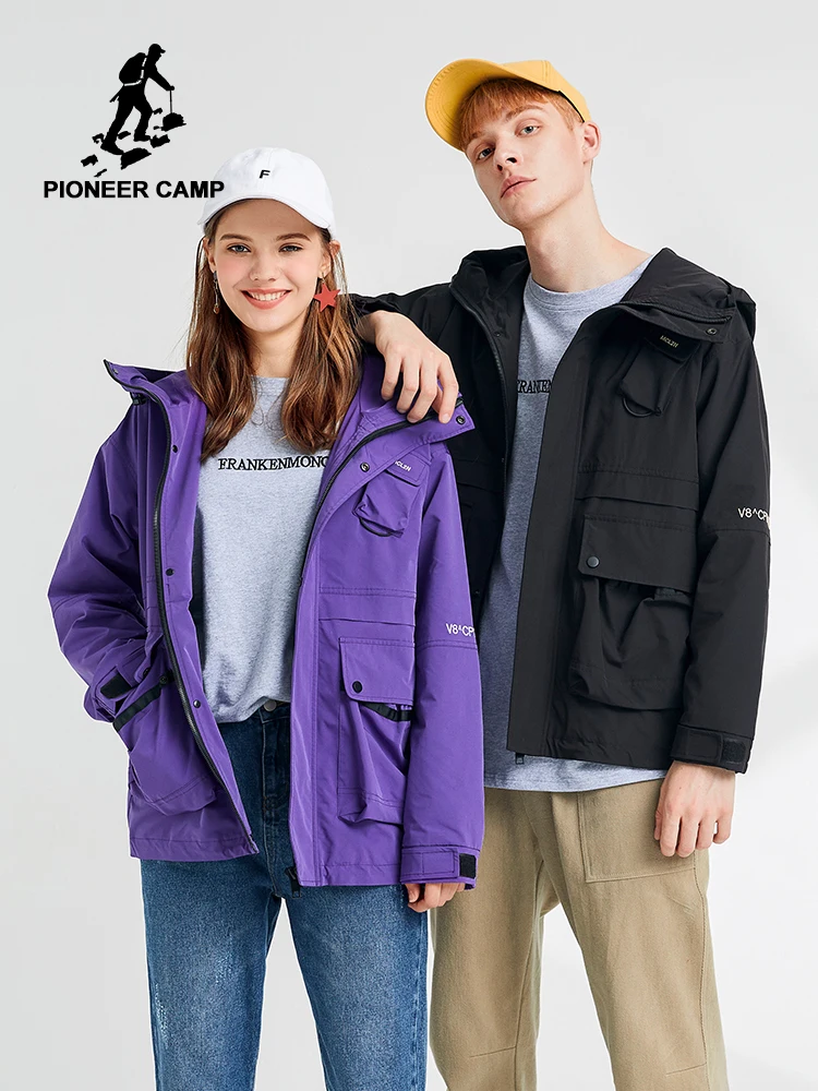 Pioneer Camp одежда для пары куртка с капюшоном Фиолетовый Синий Повседневная Мужская одежда Женская ветровка для пары AJK908158T