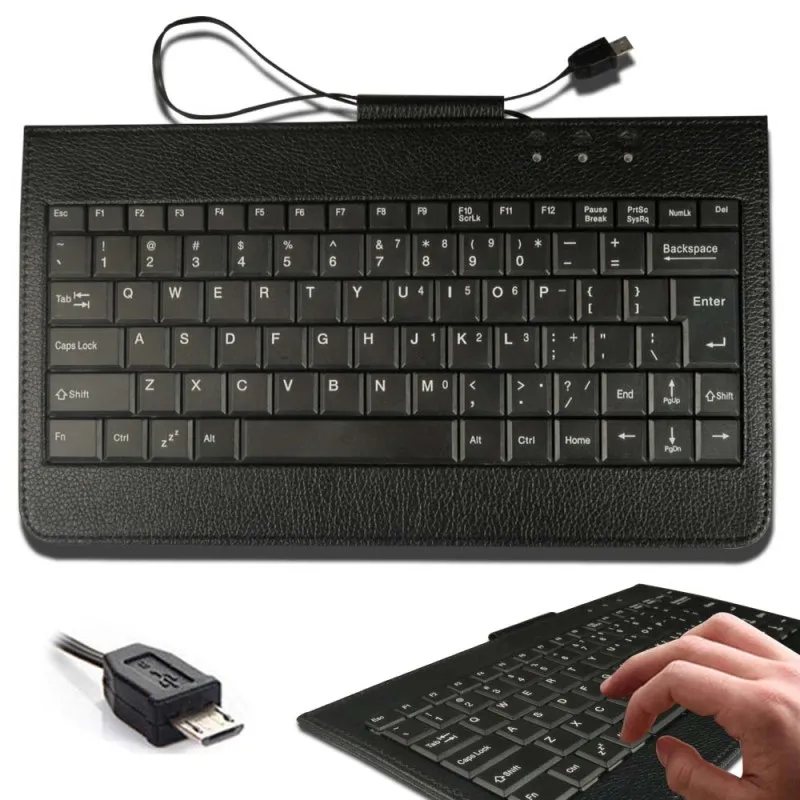 KK & LL для Amazon Fire 7 (5/7/9 Gen 2015 2017 2019 Release) с клавиатурой Alexa Micro USB + кожаный чехол книжка