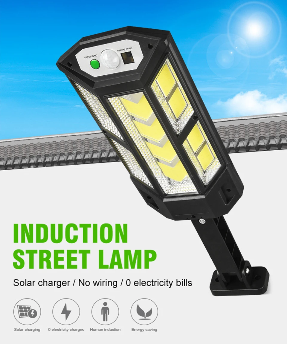 Solar Sensor Wall Lamp 3 Modes Bright LED New Outdoor Garden Lighting Street Lamps Waterproof Sunlight  With Remote Control