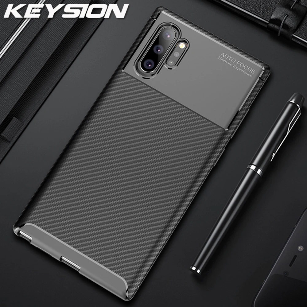 

KEYSION Carbon FIber Phone Case For Samsung Galaxy Note 10 10 Plus 9 8 TPU Back Cover For Samsung Galaxy S10 S10 Plus S10e S9 S8
