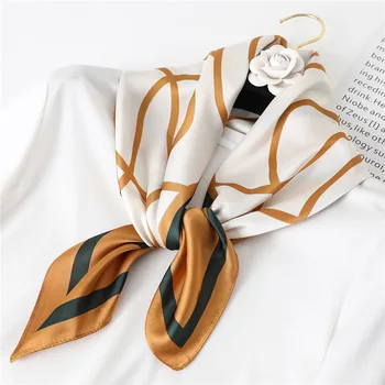 

Hijab Winter Scarf Ms Contracted Scarves New Small Square 70 For Cm Professional Decoration Elegant Line Scarf Emulation Silk
