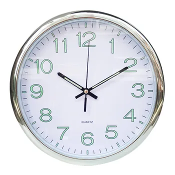 

Wall Clock Creative Minimalist Bedroom Living Room Quartz Clock Custom 12-inch Round Plated Silver Home Decor Kitchen BB50WC