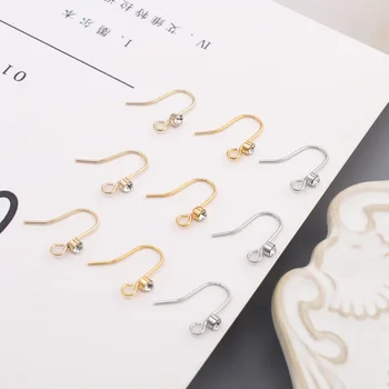 

Copper-plated real gold 14K gold-clad simple and versatile rhinestone ear hooks DIY handmade ear jewelry accessories 10pcs