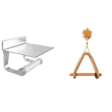 Toilet Paper Holder With Shelf Bathroom Tissue Holder With Roll Paper Holder Vintage Star Rope Wall Mount Paper Rack