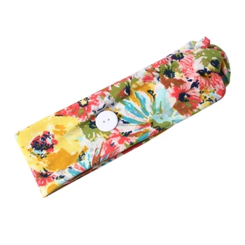 

Button Headband Elastic Facemask Holder Head Wrap Wide Hairbands Hair Accessory Q1QD