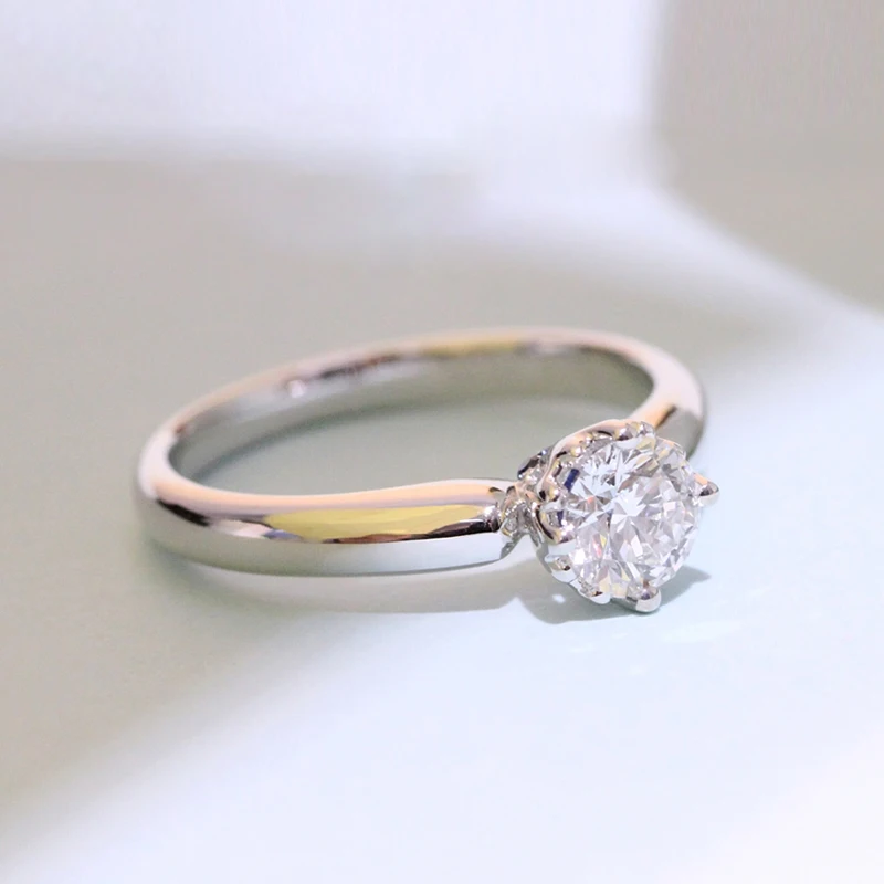 Стерлинговое Серебро 10 к 14 к 1.0ct 6,5 мм круглый разрезанный Муассанит кольцо DEF цвет VVS1 обручальное кольцо для женщин