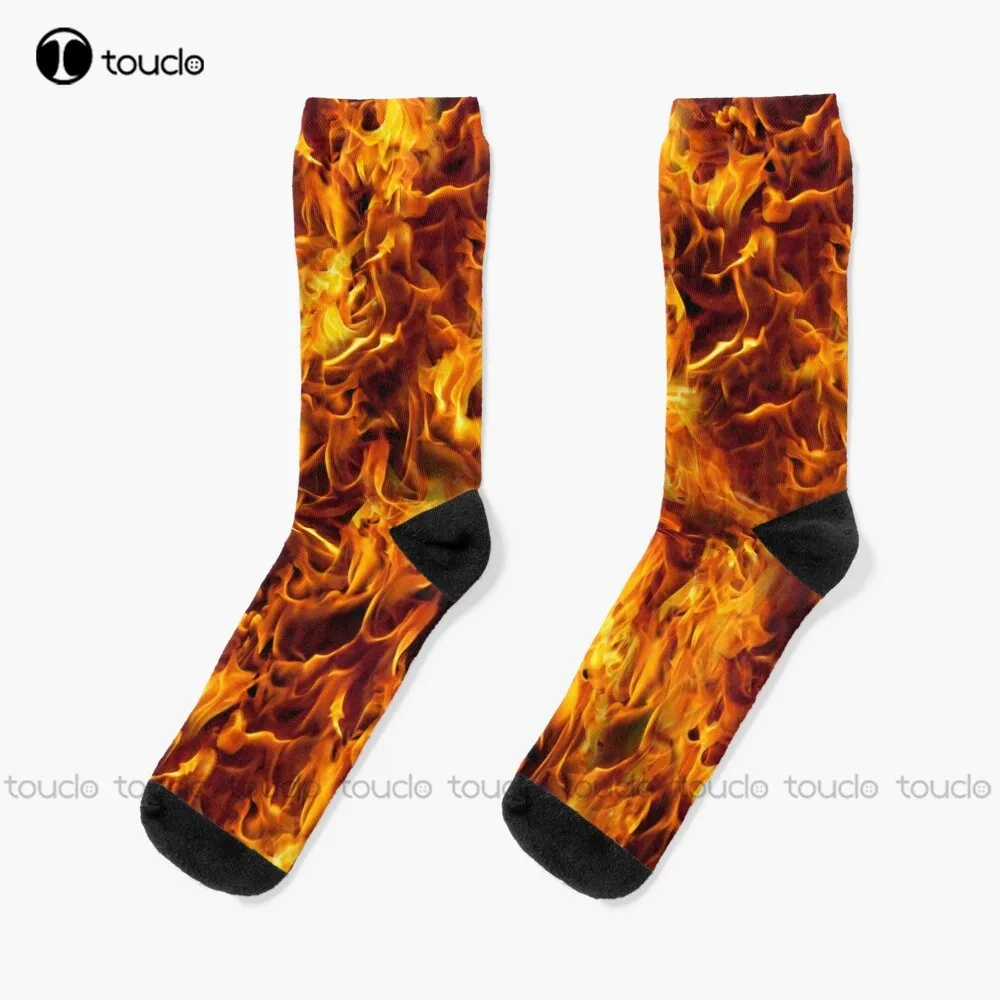 

Fire And Flames Pattern Socks Women Workout Sockss Personalized Custom Unisex Adult Teen Youth Socks 360° Digital Print