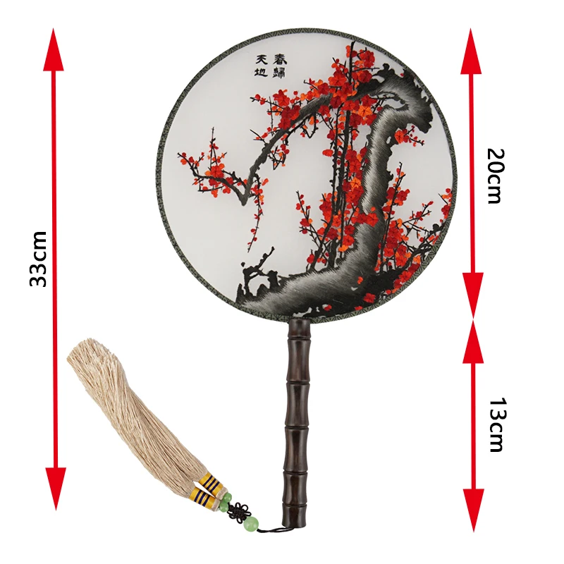 Round Hand Fine Embroidery Decorative Fans Women Cheongsam Hanfu Dance Acessories Chinese Natural Silk Hand Fan Wedding Gift