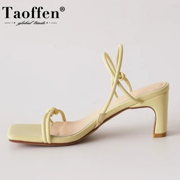 

Taoffen Women Summer Shoes Genuine Leather High Quality Women Sandals Fashion Women Shoes Party Ladies Footwear Size 34-40