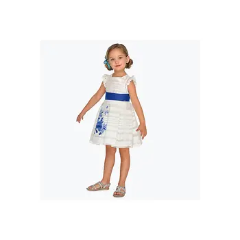 

MAYORAL Dresses 10687179 Girl Children Party fitted pleated skirt Blue Polyester Preppy Style Floral Knee-Length Sleeveless Sleeve
