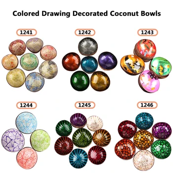 

Handcraft Decorated Coconut Bowl Colored Drawing Coconut Bowl Storage Bowl Organic Coconut Shell Handcraft Sundry Bowl Best Gift