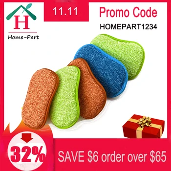 

10PCS Household Sponge Brush Absorbing Water Decontamination Kitchen Non-stick Dish wash pot Bathroom Rust Removing Clean Cloth