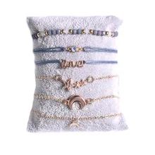 HWASY1804 темперамент Звезда Луна личность кулон браслет ручной струны ручной серый браслет из бисера браслет из шести частей