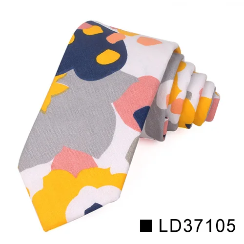 LD37105 Цветочный галстук для мужчин и женщин, тонкий хлопковый галстук на шею для свадьбы, повседневные мужские галстуки, классические костюмы, цветочный принт, галстук на шею - Цвет: LD37105