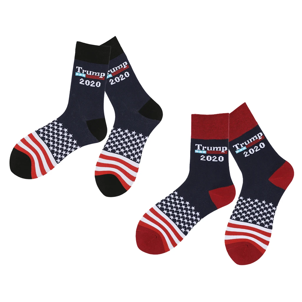 2 Pairs Word Pattern Printed Stockings Crew Socks Funny 100% Cotton Socks