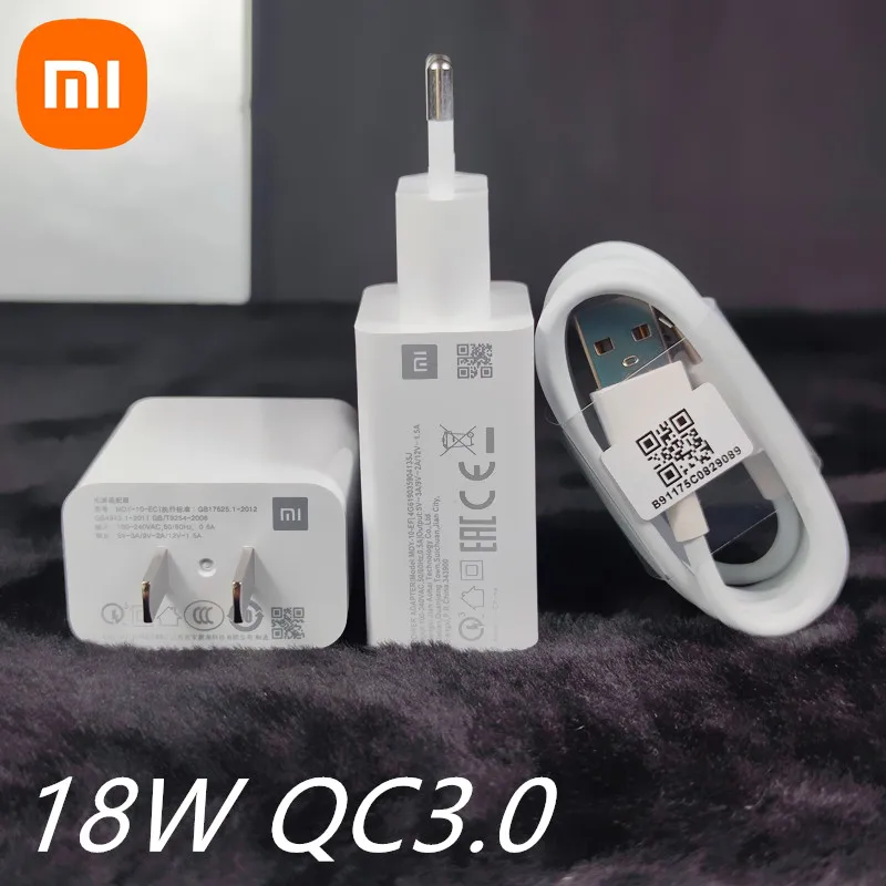 Xiaomi mi6 Fast Charger 18W QC3.0 Power Adapter USB Type C Cable For Mi 9se 8 lite se 6 9T A1 A2 Redmi Note 7 8  9s K20 k30 Pro 65 watt charger phone