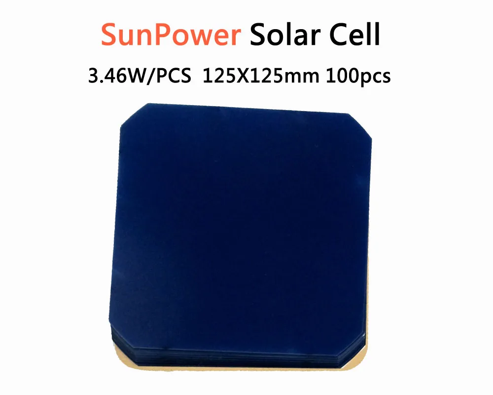 

100Pcs 3.46W 125*125mm Photovoltaic SunPower Solar Cell 5x5 Grade A High Efficiency For DIY Solar Charger Solar Panel