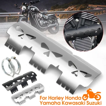 

7 1/4inch New Skull Style Universal Motorcycle Exhaust Muffler Pipe Heat Shield Cover Black Metal Steel For Honda For Yamaha
