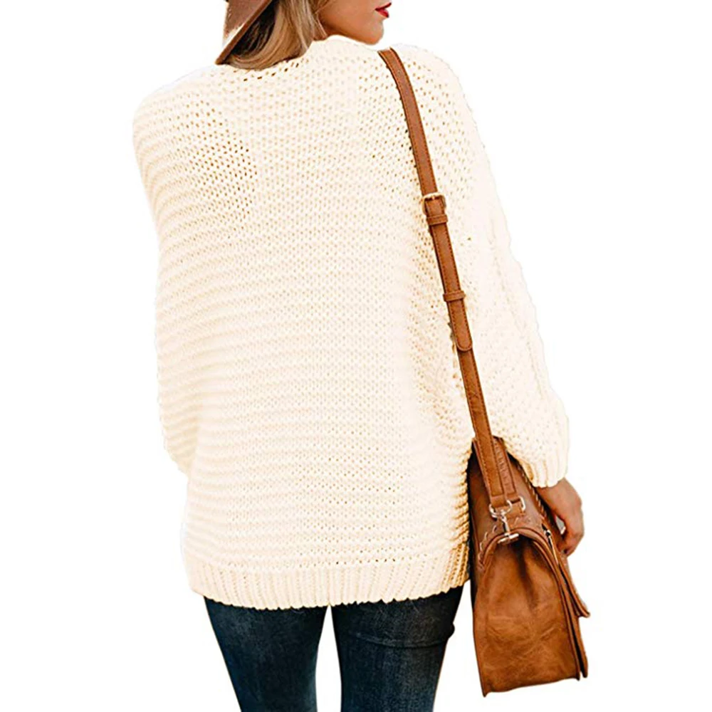 Oeak Trendy Women Solid Knitted Cardigans Autumn Winter Warm Sweater Jumper Warm Femme Long Sleeve Streetwear Women Clothes