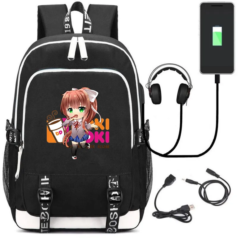 Лидер продаж 2020 рюкзак в стиле аниме Doki Литературный клуб Сумка с USB портом для