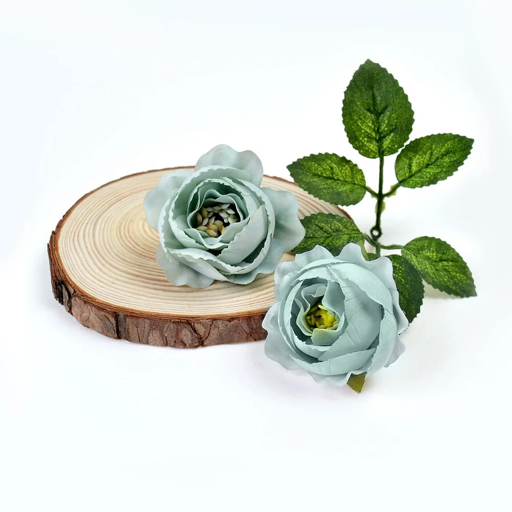 10 шт. искусственный цветок из шелка чай Роза голова для свадьбы украшения для дома на Рождество DIY ВЕНОК скрапбук Подарочная коробка поддельный цветок - Цвет: blue