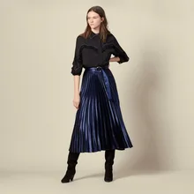 Зима велюр яркий и элегантный женский тонкий пояс на талию Пряжка плиссированная юбка