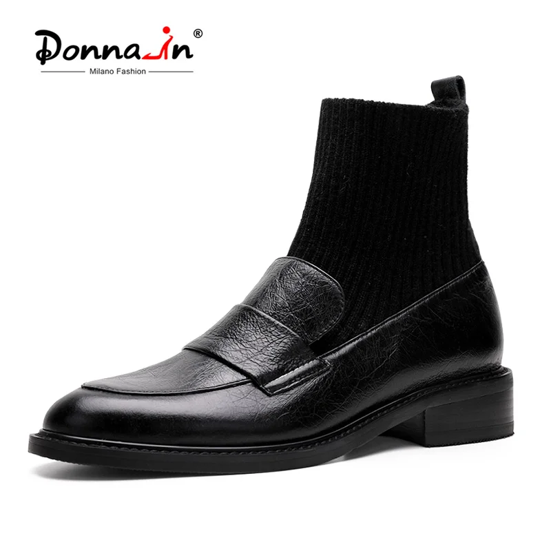 Donna-in/Женская обувь на плоской подошве; слипоны; обувь с круглым носком из натуральной кожи; модные лоферы; женская элегантная обувь на плоской подошве; Цвет Черный; Новинка года