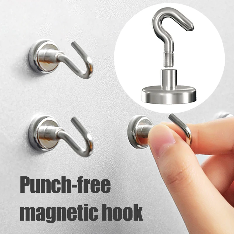Magnetic Hook Neodymium Magnet Electroplating Metal Strong Hook Thick Wall Home Kitchen Organization 20PCS magnetic hooks multi purpose hooks wall holder metal hook