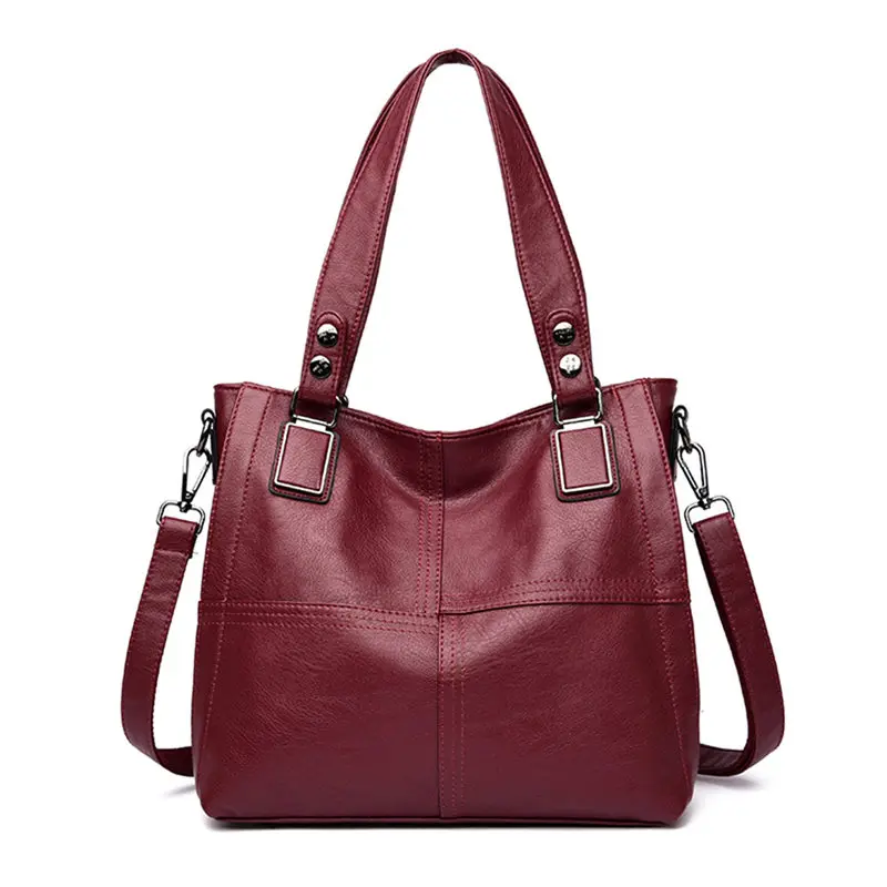 Wine red Sac A основной Femme Лоскутные кожаные роскошные сумки женские сумки дизайнерские женские ручные сумки Большие женские сумки через плечо Повседневная Сумка-тоут - Цвет: Wine red