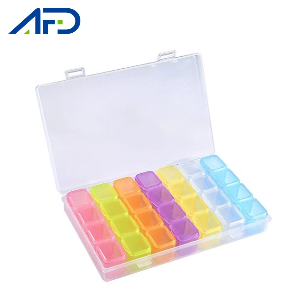 

28 Slots Plastic Storage Box Organizer Transparent Jewelry Storage Ring Earring Diamond Painting Small Box Portable Organizer