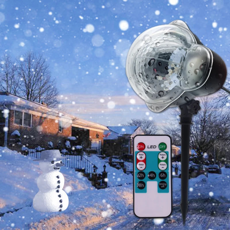 

WUZSTAR Waterproof Moving Snowflake Laser Projector light Christmas LED Stage LightS Outdoor Snow Party Garden Landscape Lamp for Holiday