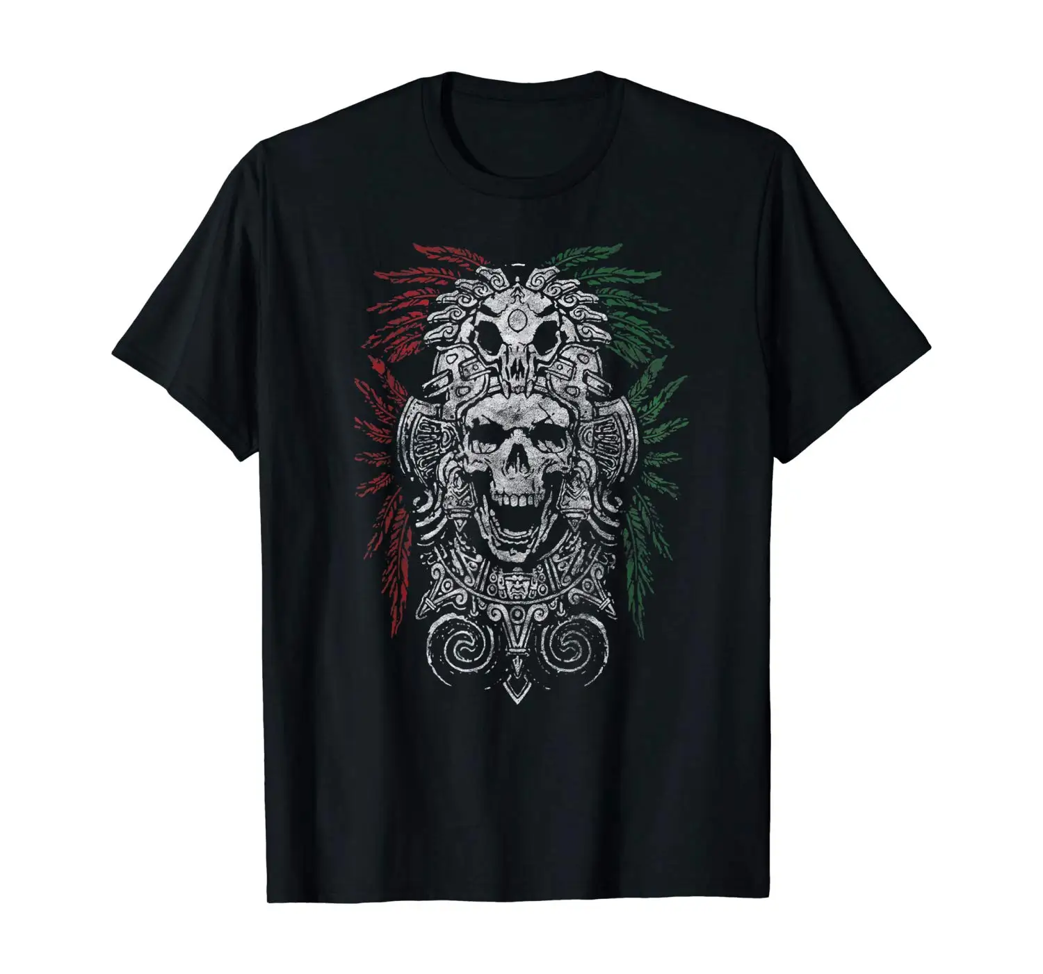 Aztec King Мексиканская маска с черепом и футболка дизайн |