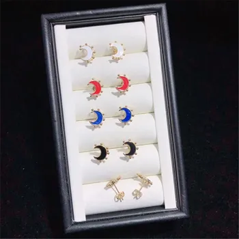 

10pairs/lot Fashion Trend Drop Oil Moon Stud Earring Women Jewelry Party