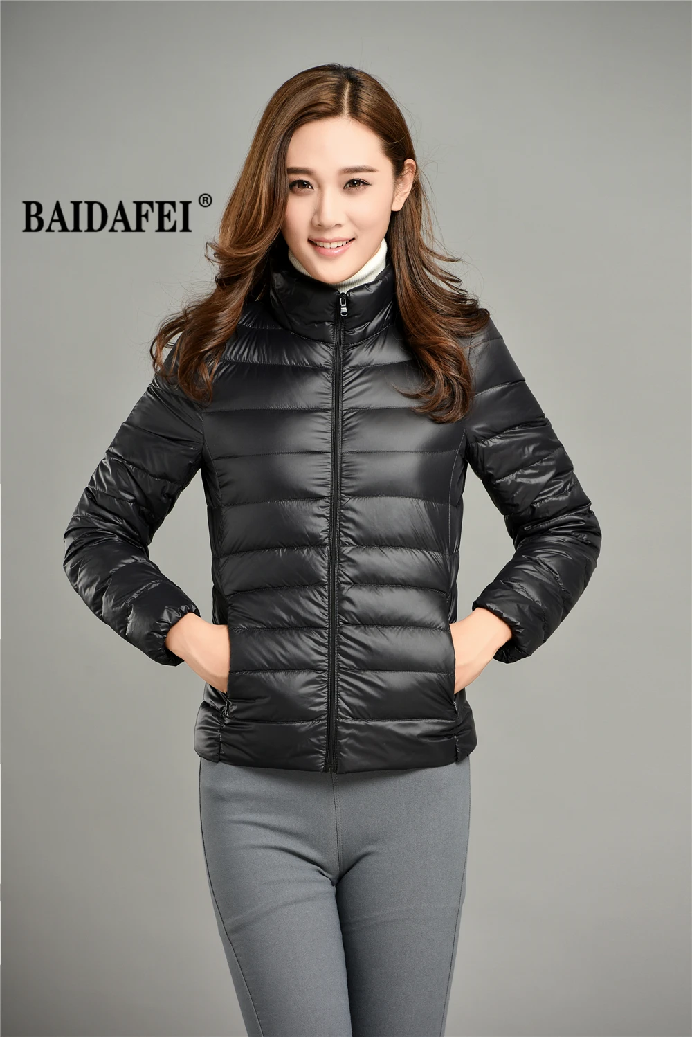 Women's Short Slim Fit Puffer Jacket 2023 New Spring Stand Collar Ultra Light Weight Portable Windproof White Duck Down Coat