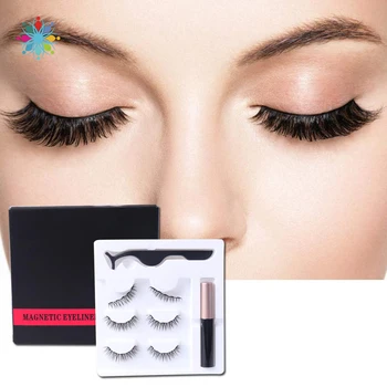 

Magnetic Eyeliner Eyelashes Kit Waterproof Liquid Eyeliner 3 Pair Long Thin False Eyelash Natural Look With Tweezers