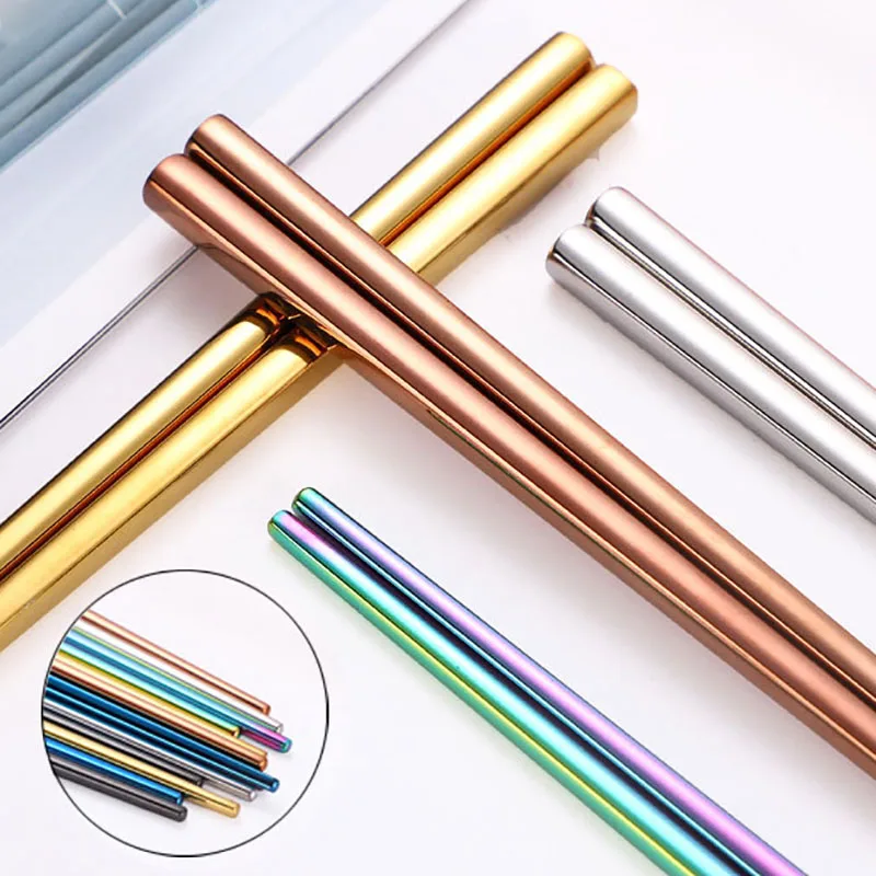 Многоразовые палочки для еды Mutil Color Металлические Пустые китайские ресторана